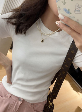 金色方块项链白色珠珠项链