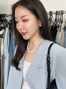 法式气质白色珍珠耳环项链