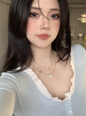 爆款钛钢叠戴爱心项链锁骨链女