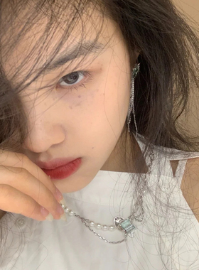 轻奢小众拼接宝石珍珠女珍珠项链