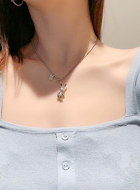 韩国东大门ins做旧女小兔子项链
