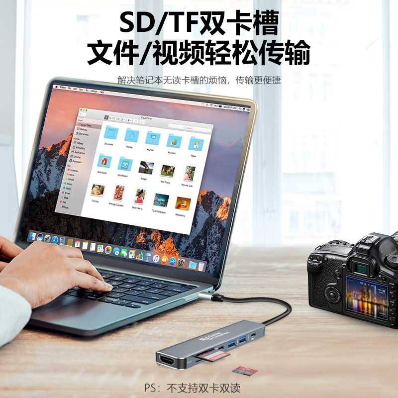 typec转usb扩展坞网卡usbc转hdmi拓展坞传输100wPD快充桌面笔记本平板手机连接显示投屏适用苹果小米联想华为