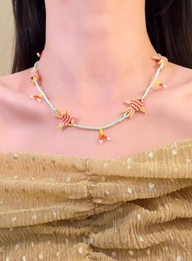 【7柒seven】春夏季多巴胺彩色小鱼串珠项链复古感颈链锁骨链