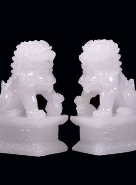 树脂白玉狮子室内家居摆设