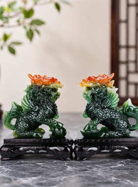 招财镇宅麒麟一对家居摆件