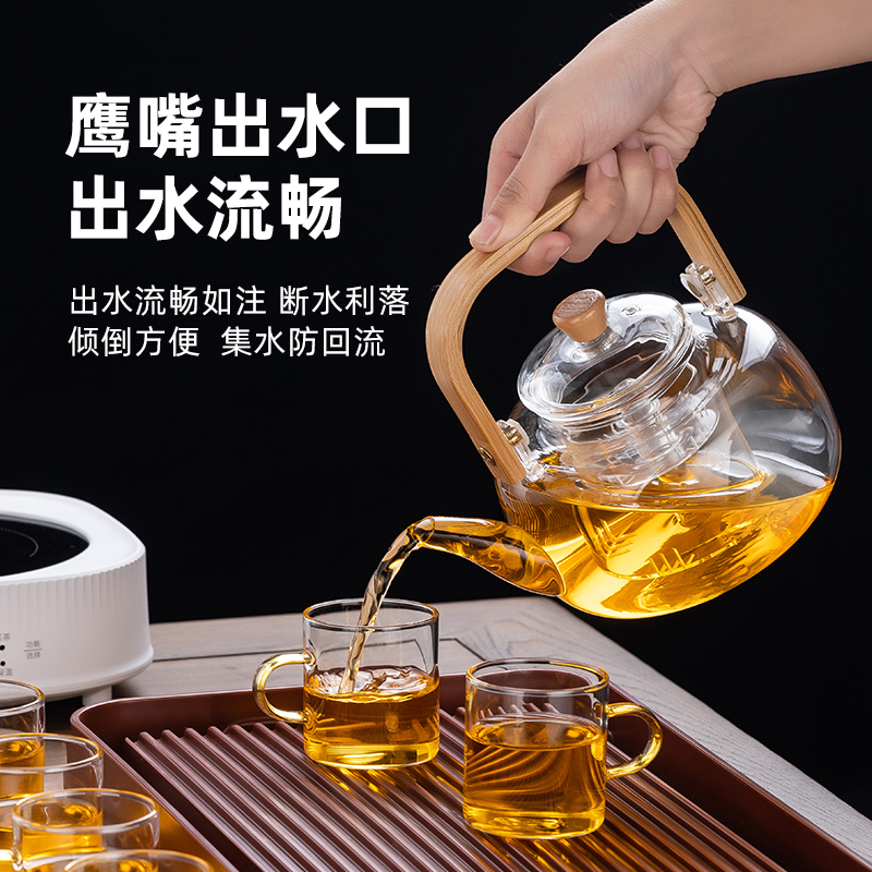 玻璃煮茶壶耐高温烧水壶大容量蒸汽煮茶器专用黑白茶全自动电陶炉 - 图2