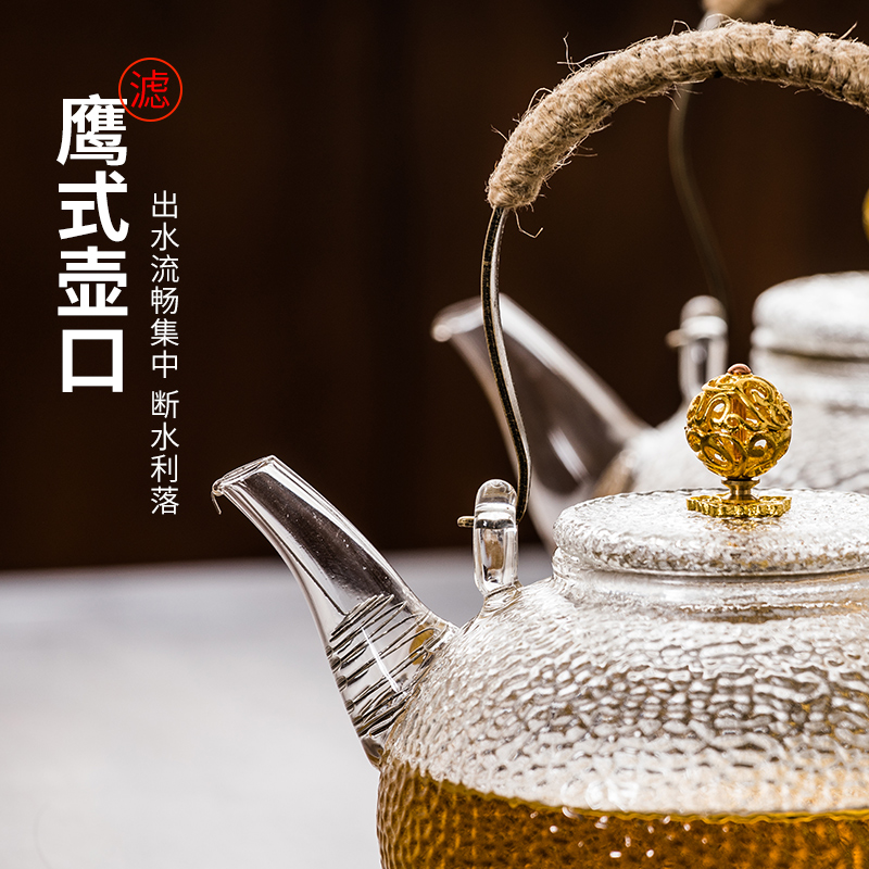 玻璃提梁壶煮茶器2023新款煮茶壶耐高温烧水泡茶壶家用电陶炉茶具-图1