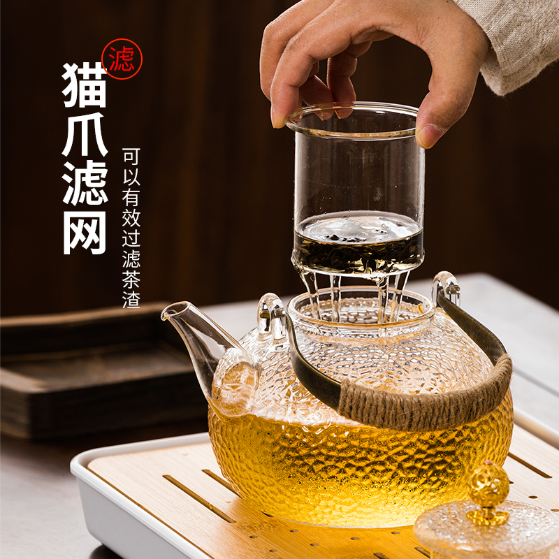 玻璃提梁壶煮茶器2023新款煮茶壶耐高温烧水泡茶壶家用电陶炉茶具 - 图0