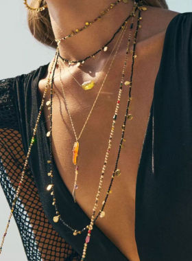 天然石串珠项链女小众设计感