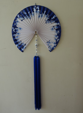 青花瓷挂扇中国古风软装家居饰品