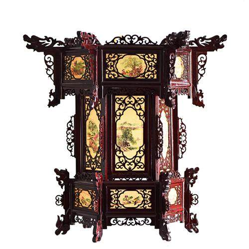 华菲六角宫灯黄羊皮山画古典宫灯灯笼节庆开业装饰灯笼茶楼吊灯,淘宝优惠券,粉丝福利购,淘宝优惠卷