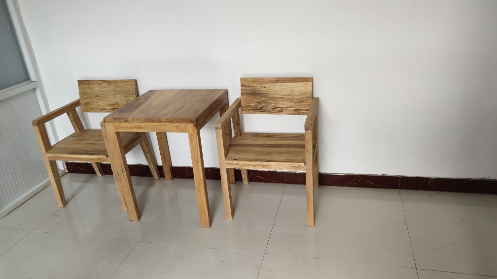 北方老榆木门板茶桌风化实木茶台复古怀旧木板桌子原木餐桌椅定制