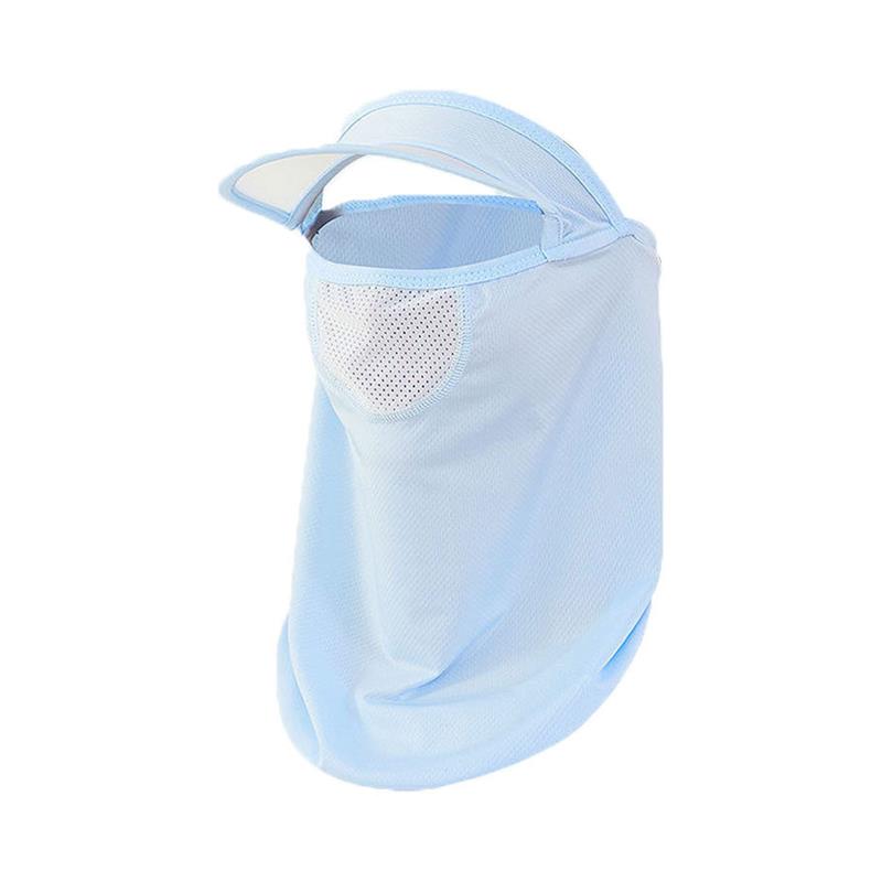 防晒冰丝面罩遮全脸帽檐一体脸罩帽子女士夏季防紫外线围脖子面纱 - 图3