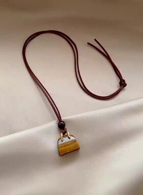 新中式虎眼石包包吊坠项链女款2026新款毛衣链大气高档高级感配饰