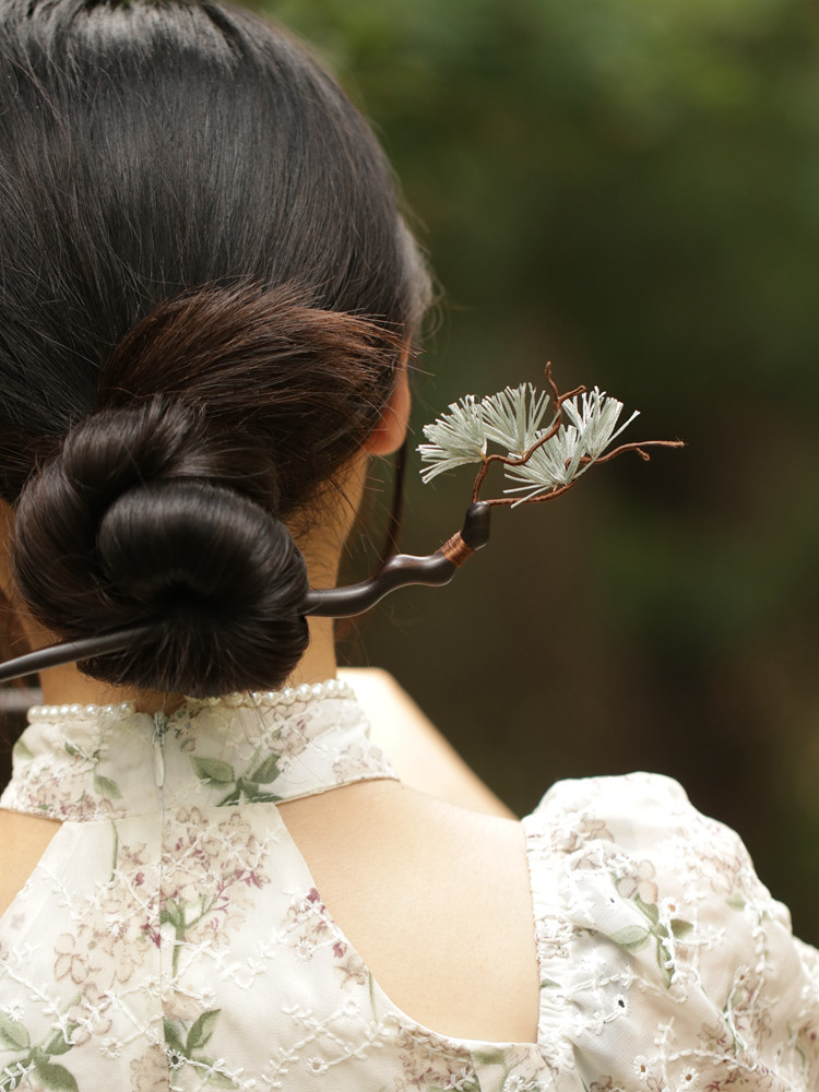 亭亭山上松 木簪盘发日常国风中式气质旗袍简约发簪汉服配饰 莲花 - 图1