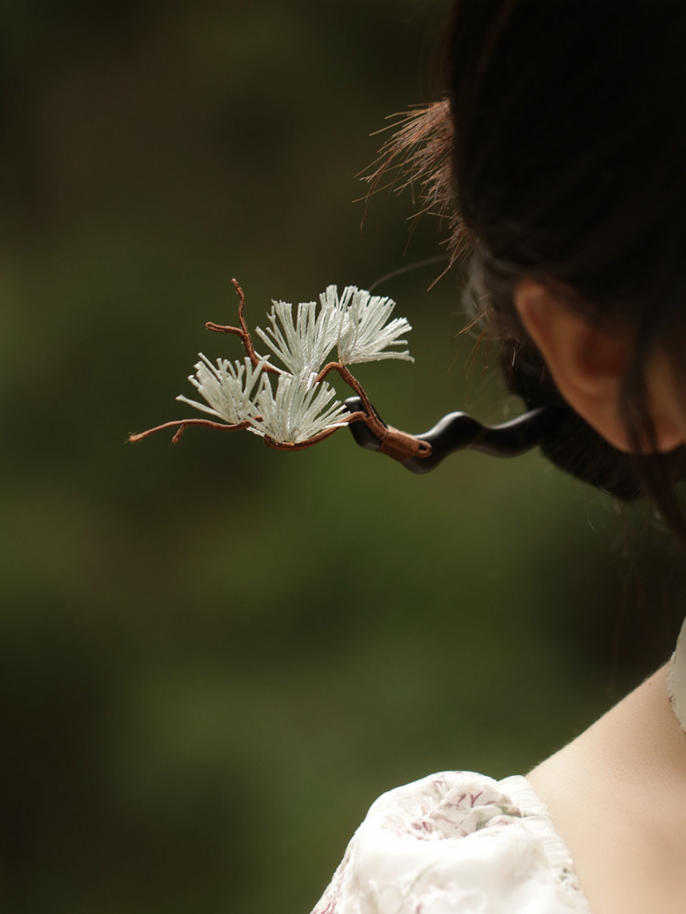 亭亭山上松 木簪盘发日常国风中式气质旗袍简约发簪汉服配饰 莲花 - 图2