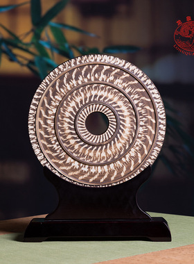 龙泉青瓷玉璧摆件中式办公家居装饰工艺品纯手工摆盘高端礼品盒装