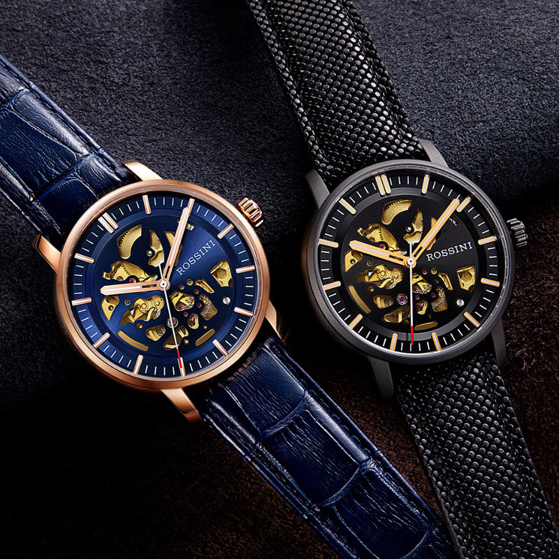 罗西尼官方镂空机械男新款潮流男表 罗西尼茵达美国产腕表