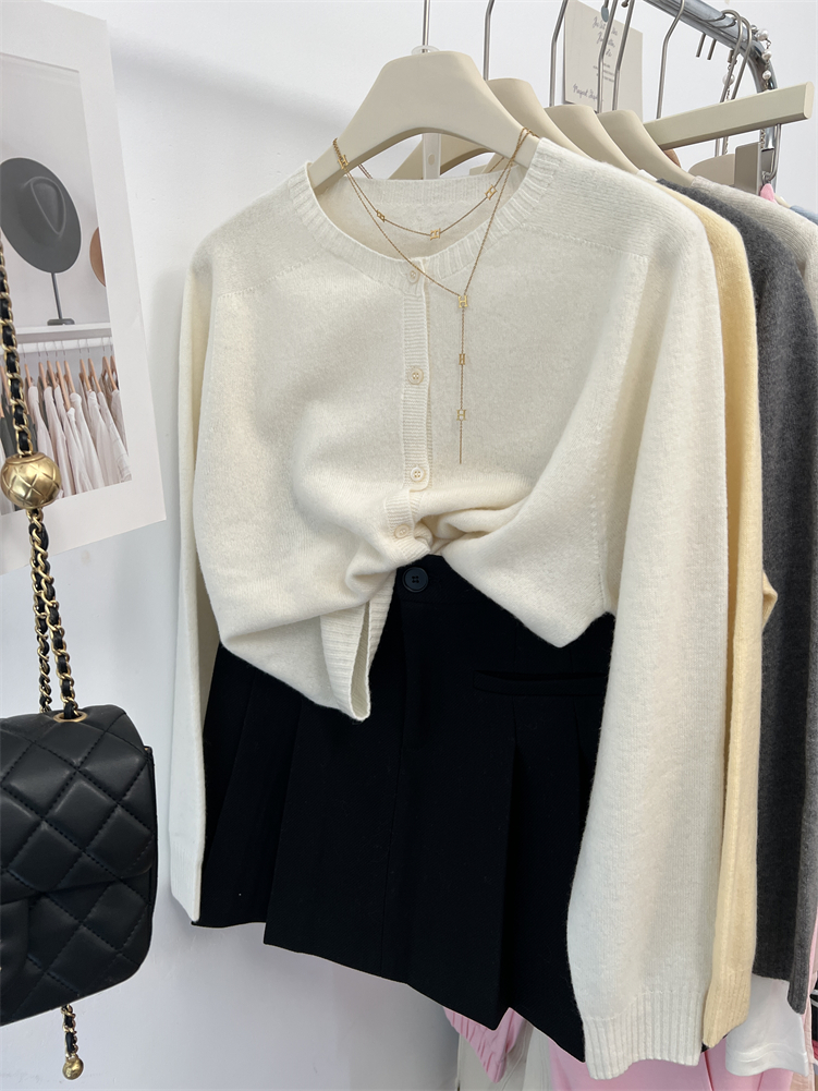 金属挂件无缝一体全羊毛开衫女2025秋冬新款韩版休闲宽松针织外套,淘宝优惠券,粉丝福利购,淘宝优惠卷