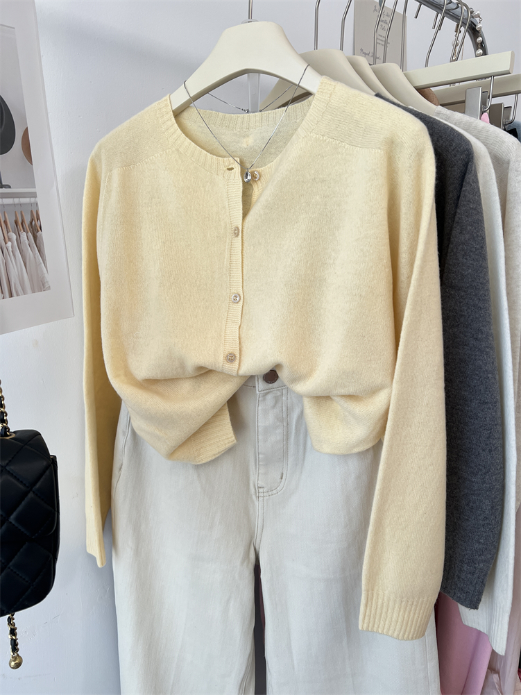 金属挂件无缝一体全羊毛开衫女2025秋冬新款韩版休闲宽松针织外套,淘宝优惠券,粉丝福利购,淘宝优惠卷