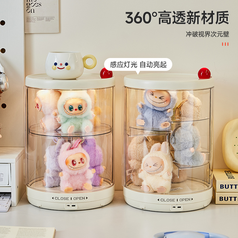 友耐盲盒收纳展示架透明旋转阶梯亚克力展示柜手办玩偶摆件展示盒 - 图3