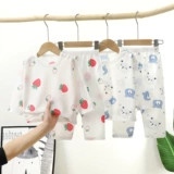 Детская хлопковая пижама, комплект подходит для мужчин и женщин для девочек, лонгслив, летние тонкие штаны