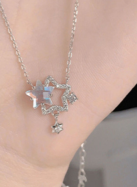 简约百搭轻奢星星水晶项链女锁骨链合金小众设计精致高级感颈链