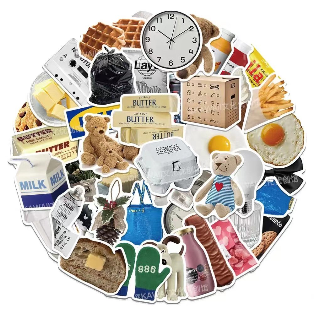 50张简约ins风小清新贴纸笔记本日记本手账diy美食生活防水贴画,淘宝优惠券,粉丝福利购,淘宝优惠卷