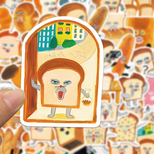 120张面包小偷贴纸卡通可爱创意沙雕抽象手账手机笔记本装饰贴画 - 图2