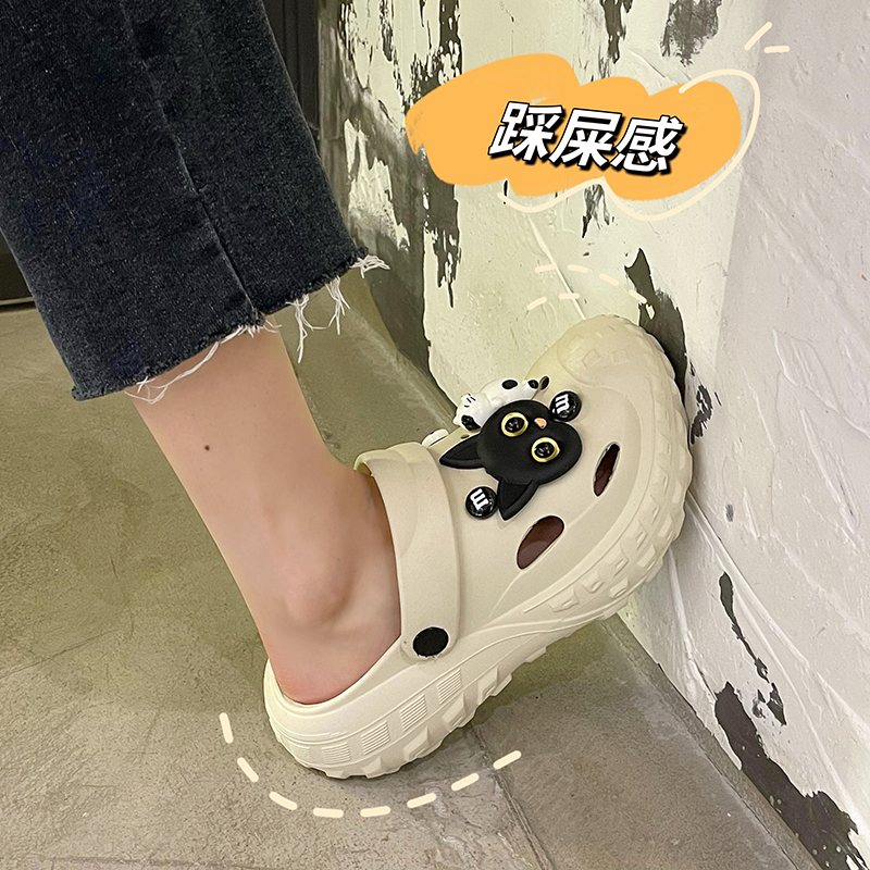 厚底eva护士洞洞鞋女款外穿夏季防滑小熊软底包头沙滩鞋男凉拖鞋