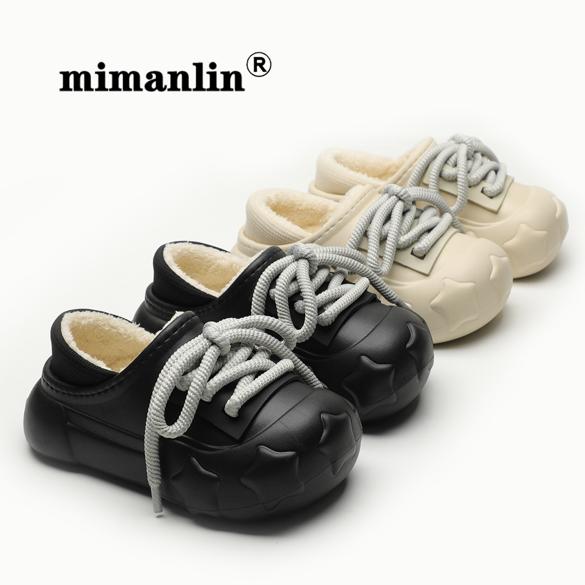 情侣大头鞋男女秋冬季加绒保暖时尚网红绑带潮牌棉鞋包跟防水棉拖,淘宝优惠券,粉丝福利购,淘宝优惠卷