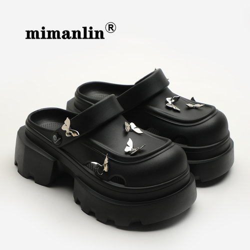 高跟鞋玛丽珍绝美凉鞋女夏季外穿2025新款防滑时尚半拖大头洞洞鞋 - 图2