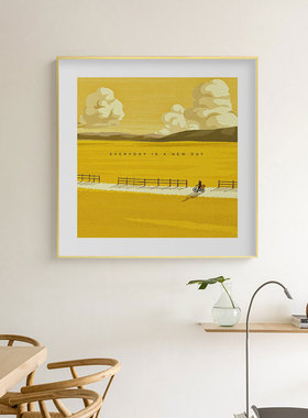 Every day is a new day极简装饰画芯红色建筑小众艺术无框画替换