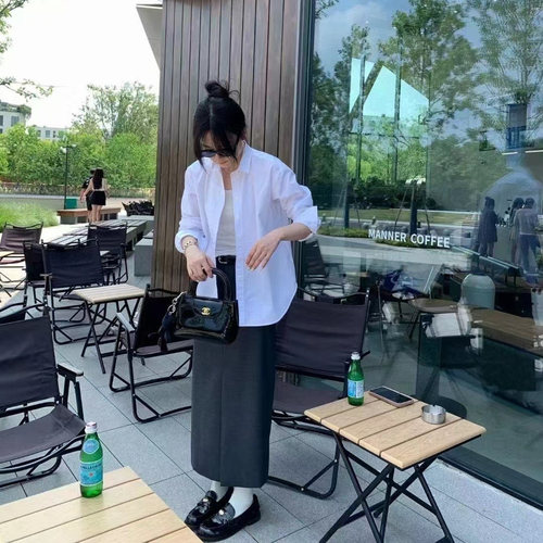 北欧to！不落幕的经典~Capri衬衫~廓形弧形下摆~小刺袖女白衬衫 - 图2