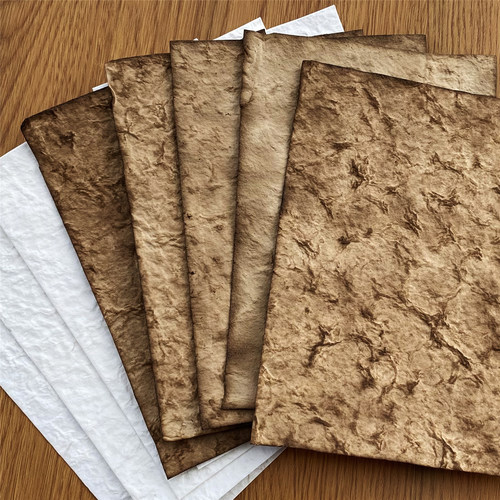 纯手工咖啡染色古法纹理纸做旧手帐junk journal拼贴装饰素材纸 - 图3