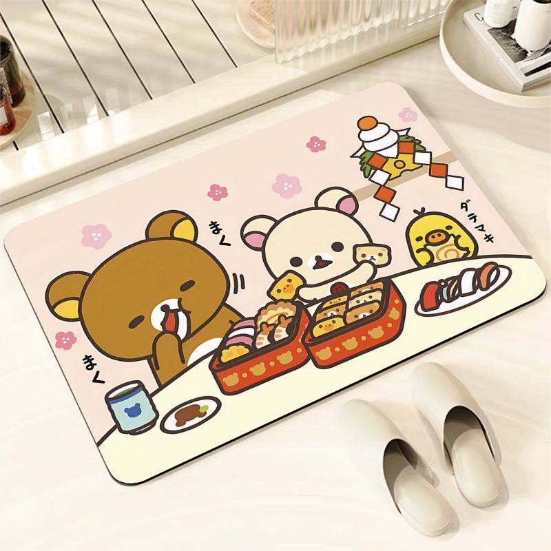 ins可爱轻松熊硅藻泥地垫卡通浴室卫生间防滑吸水垫入门耐脏脚垫,淘宝优惠券,粉丝福利购,淘宝优惠卷