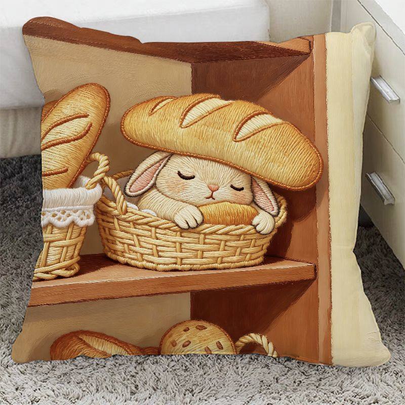 软萌小兔新款印花抱枕爆款正方形沙发房间摆件靠垫床头腰枕含芯,淘宝优惠券,粉丝福利购,淘宝优惠卷