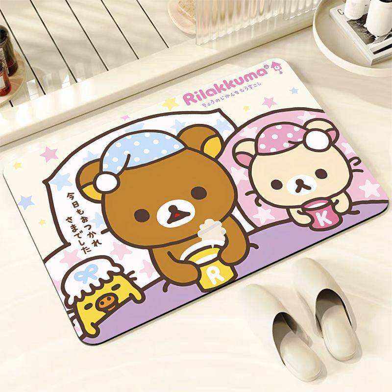 ins可爱轻松熊硅藻泥地垫卡通浴室卫生间防滑吸水垫入门耐脏脚垫,淘宝优惠券,粉丝福利购,淘宝优惠卷