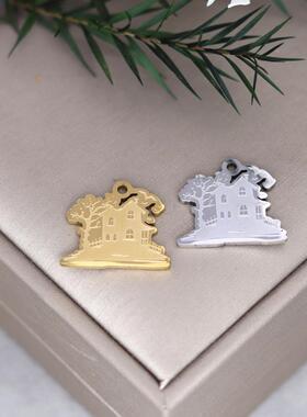 1pcsDIY饰品配件时尚家园不锈钢吊坠迷你耳饰项链挂件