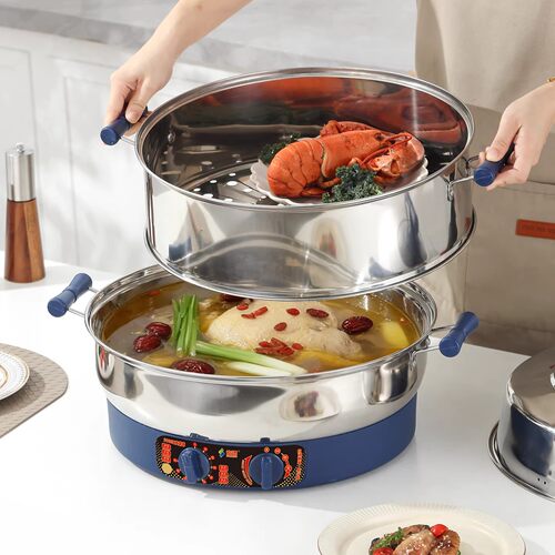 宏速电蒸锅多功能大容量家用商用加厚加高无磁不锈钢蒸包子电蒸笼 - 图0