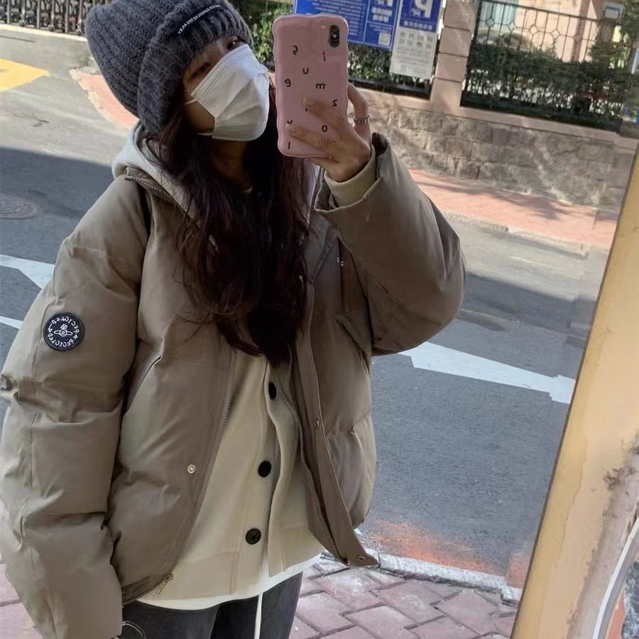 荒荒家冲锋飞行羽绒棉服女2023冬季新款工装夹克棉袄棒球外套女 - 图2