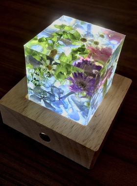 【花立方】滴胶植物标本水晶树脂工艺品节日真花礼物