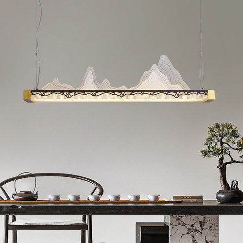 极简风新中式禅意茶室吧台餐厅长条装饰吊灯别墅酒店民宿现代简约 - 图1