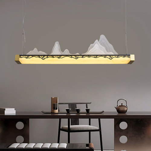 极简风新中式禅意茶室吧台餐厅长条装饰吊灯别墅酒店民宿现代简约 - 图0