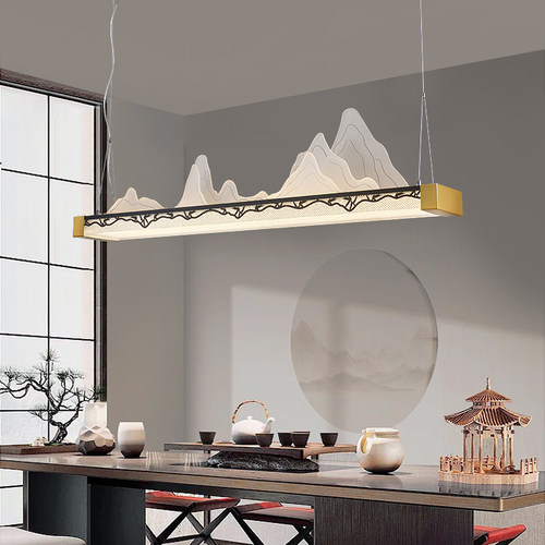 极简风新中式禅意茶室吧台餐厅长条装饰吊灯别墅酒店民宿现代简约 - 图3