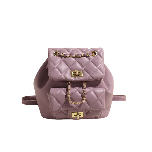 小香风菱格链条双肩包女2025夏季新款时尚简约学生包高级感单肩包 - 图3