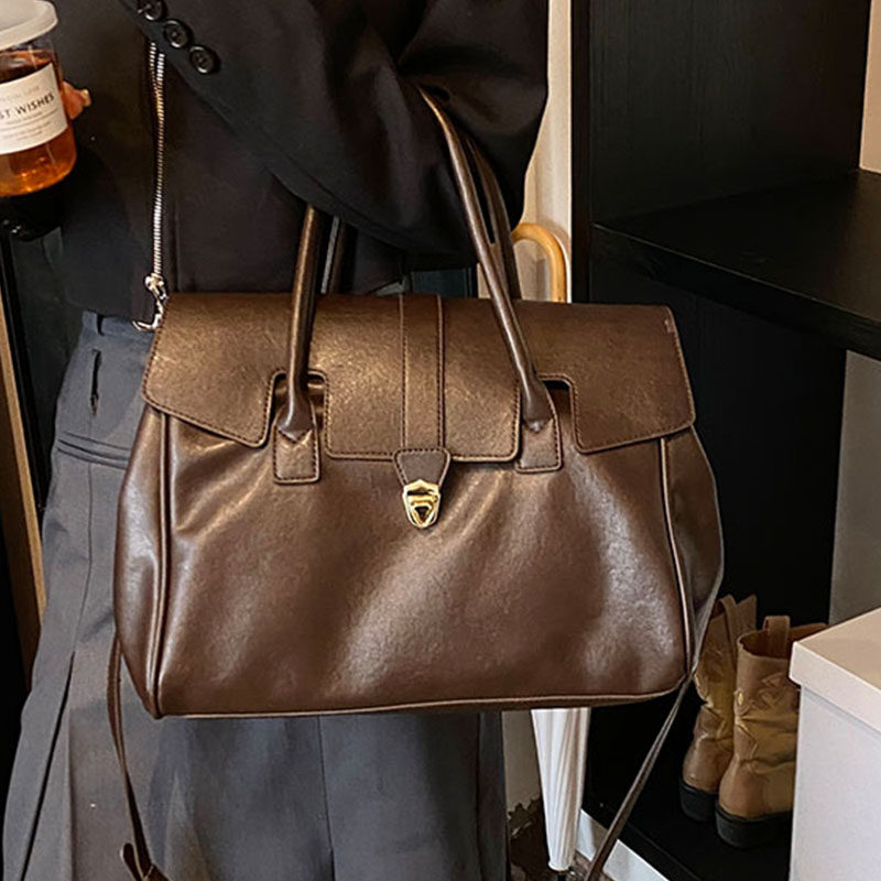 复古时尚休闲托特包2025春季新款潮流百搭大容量单肩包高级感大包,淘宝优惠券,粉丝福利购,淘宝优惠卷