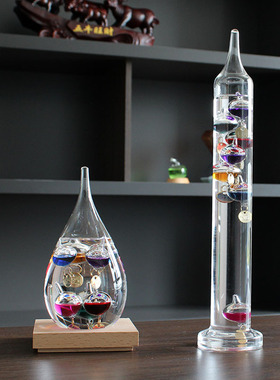 创意家居伽利略温度计罗马柱型玻璃客厅摆件商务朋友礼品生日礼物