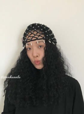 三环路吊坠串珠镂空包头帽