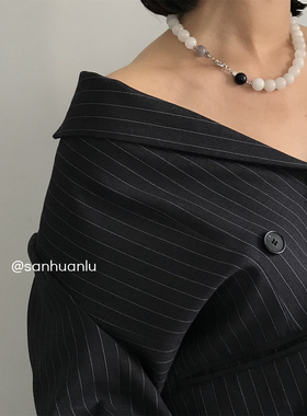 三环路白色天然石玛瑙串珠项链